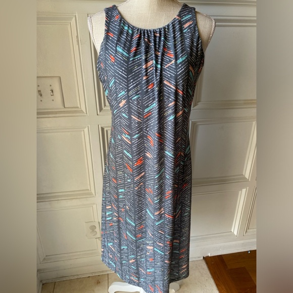 ❌SOLD❌ PRANA SKYPATH DRESS CHALKBOARD SKETCH LARGE ACTIVE SUSTAINABLE BRAND - Picture 2 of 8